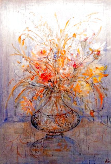 A Vase of Flowers 1993 30x24 Original Painting by Edna Hibel