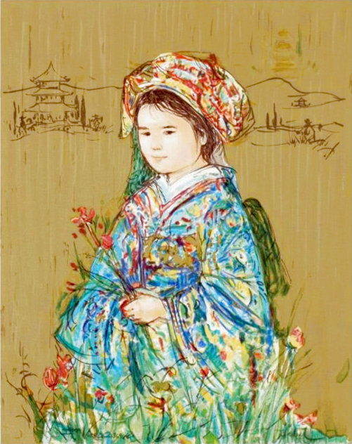 Festival Kimono, Japan Limited Edition Print by Edna Hibel