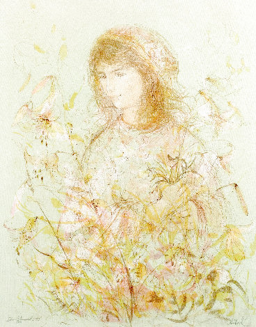 Girl with Lilies Limited Edition Print - Edna Hibel