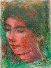 Yasuko Dark Green AP 1970 Limited Edition Print by Edna Hibel - 0