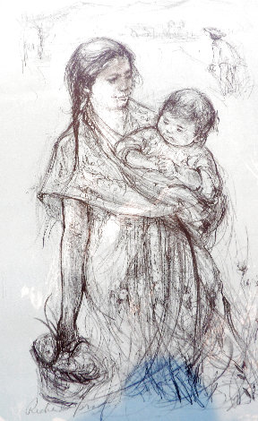 Mexican Mother and Baby AP Limited Edition Print - Edna Hibel