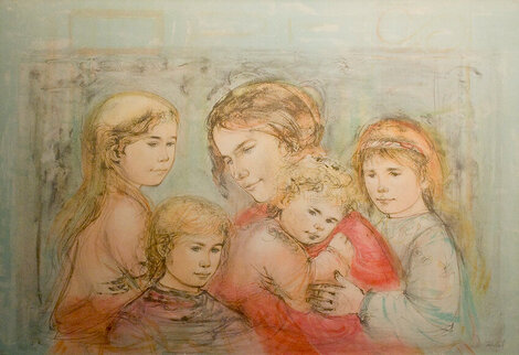 Mother and Four Children 1975 - Huge Limited Edition Print - Edna Hibel