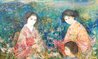 Mother And Daughters 33x56 - Huge Oil on Masonite Original Painting by Edna Hibel - 0 Mother And Daughters 33x56 - Huge Oil on Masonite Original Painting by Edna Hibel - 0