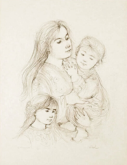 Robert with Mother and Sister by Edna Hibel