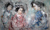 Japanese Girls 30x48 Original Painting by Edna Hibel - 0