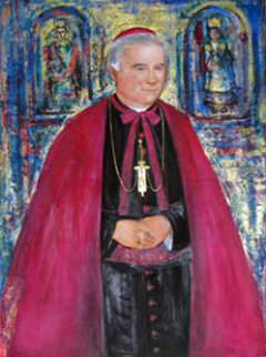 Most Reverend Bishop E. Mulvee 1996 40x30 Huge Original Painting - Edna Hibel