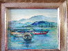 Dories at Pier Alaska 1992 Original Painting by Edna Hibel - 2