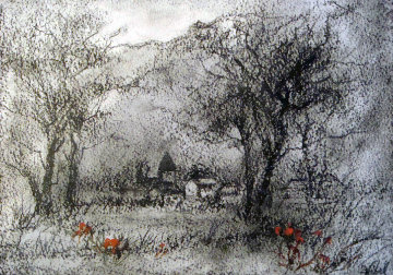 Countryside 9x7  Original Painting - Edna Hibel