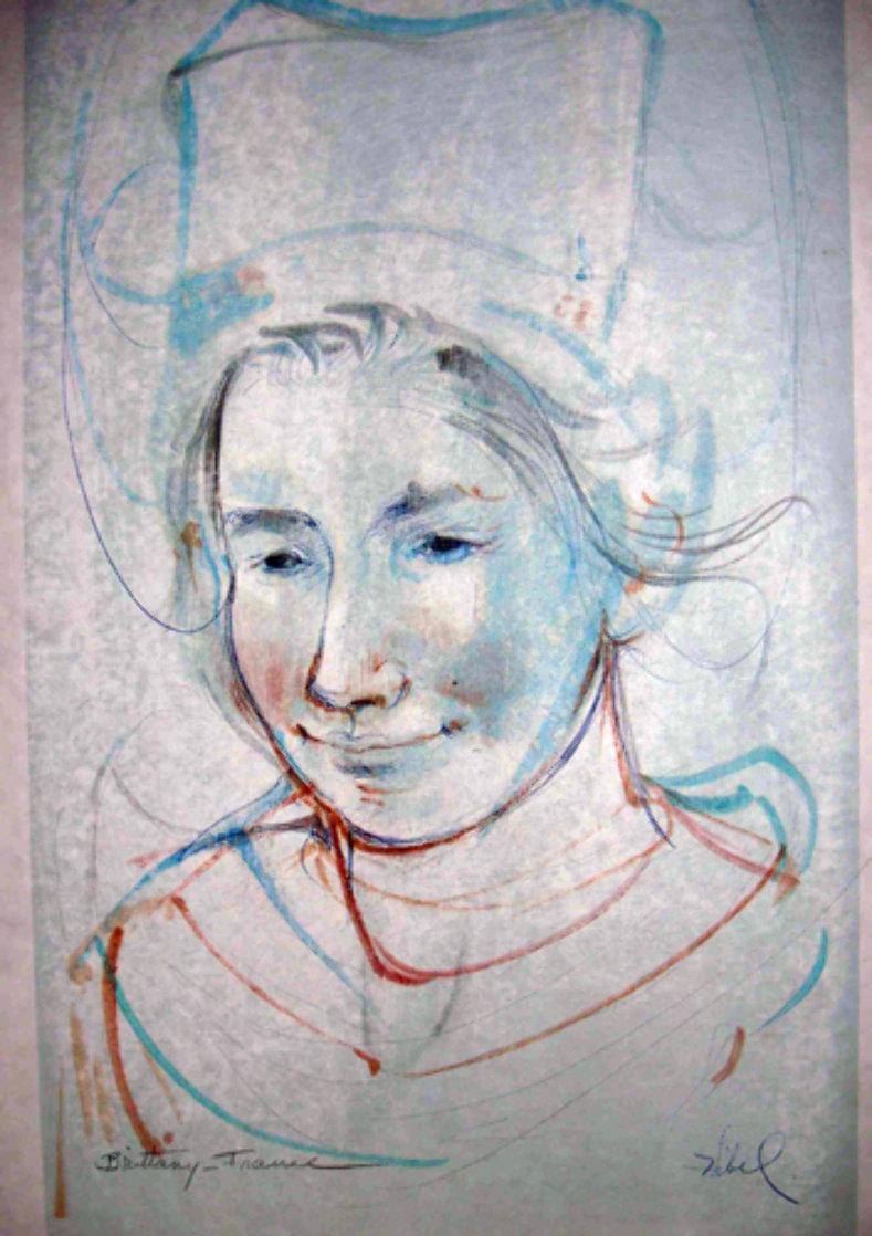French Woman of Brittany Watercolor 14x9 Watercolor by Edna Hibel French Woman of Brittany Watercolor 14x9 Watercolor by Edna Hibel