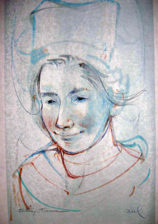 French Woman of Brittany Watercolor 14x9 Watercolor - Edna Hibel French Woman of Brittany Watercolor 14x9 Watercolor - Edna Hibel