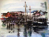 Gloucester Boats Watercolor 14x9 - Maine Watercolor by Edna Hibel - 0