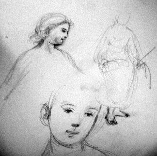 Profiles Art Class Watercolor 1931 Watercolor - Edna Hibel Profiles Art Class Watercolor 1931 Watercolor - Edna Hibel