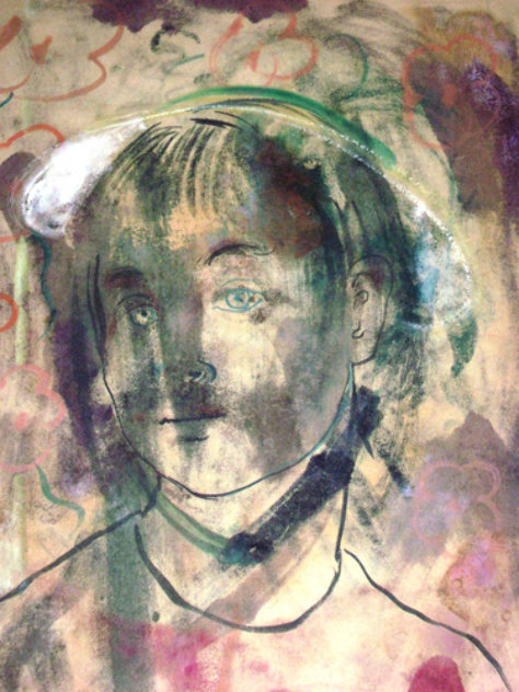 Clown/Girl Behind the Clown Watercolor 1929 (Early) Watercolor by Edna Hibel
