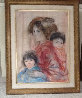 Japanese Mother and Daughter 1967 22x30 Original Painting by Edna Hibel - 1