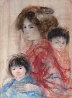 Japanese Mother and Daughter 1967 22x30 Original Painting by Edna Hibel - 0