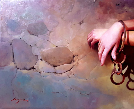 Prisoner of Her Own Wishes 2017 25x31 Original Painting - Jose Higuera