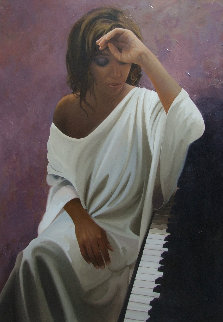 Melancholy Woman 2014 45x31 Huge Original Painting - Jose Higuera Melancholy Woman 2014 45x31 Huge Original Painting - Jose Higuera