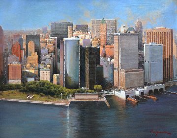 Manhattan, New York 2012 32x39 Original Painting - Jose Higuera