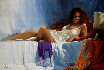 Woman With Red Hair II 2013 32x46 Original Painting - Jose Higuera Woman With Red Hair II 2013 32x46 Original Painting - Jose Higuera