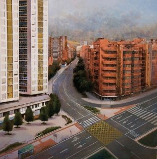 Bilbao, Spain 2012 33x32 Original Painting - Jose Higuera