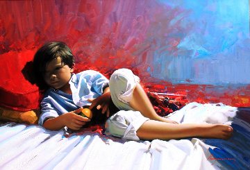 Rest 2014 31x45 Original Painting - Jose Higuera
