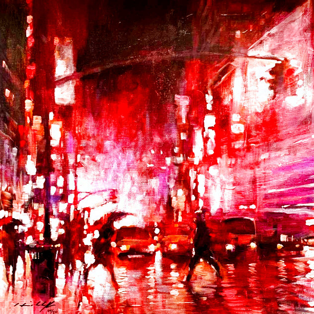 Downtown Traffic Embellished Limited Edition Print by David Hinchliffe