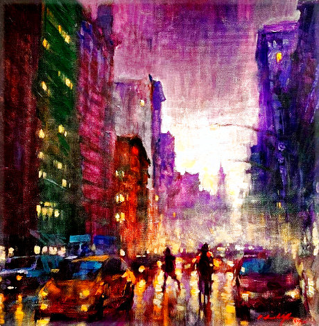 Night Fall in the City Embellished Limited Edition Print - David Hinchliffe