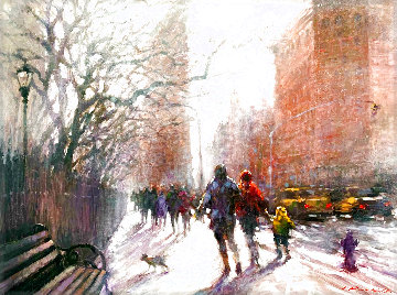 Winter Stroll 30x40 Huge Original Painting - David  Hinchliffe