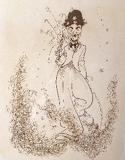Charlie Chaplin Walking In Clouds Holding Flowers 1975 Limited Edition Print - Al Hirschfeld Charlie Chaplin Walking In Clouds Holding Flowers 1975 Limited Edition Print - Al Hirschfeld
