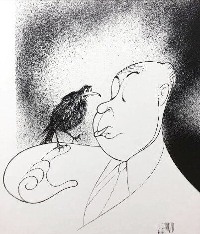 Alfred Hitchcock for the Birds 1990 Limited Edition Print - Al Hirschfeld