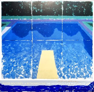 Day Pool With Three Blues Hand Signed Exhibition Poster 1988 HS Limited Edition Print - David Hockney Day Pool With Three Blues Hand Signed Exhibition Poster 1988 HS Limited Edition Print - David Hockney