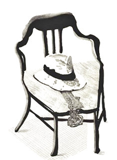 Panama Hat With a Bow Tie on a Chair 1998 Limited Edition Print - David Hockney Panama Hat With a Bow Tie on a Chair 1998 Limited Edition Print - David Hockney