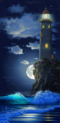 Sentinel 2002 - Framed  Giclee on Canvas - Huge - Signed Twice - Lighthouse Limited Edition Print - John Al Hogue