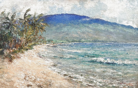 Malaea Beach 26x38 - Maui, Hawaii - 1970s Vintage Original Painting - Hajime Okuda