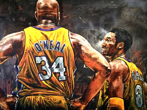 Shaq and Kobe 48x60 Huge - Lakers Original Painting - Stephen Holland