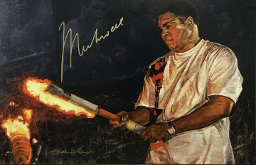Ali With Torch Embellished HS Limited Edition Print - Stephen Holland Ali With Torch Embellished HS Limited Edition Print - Stephen Holland