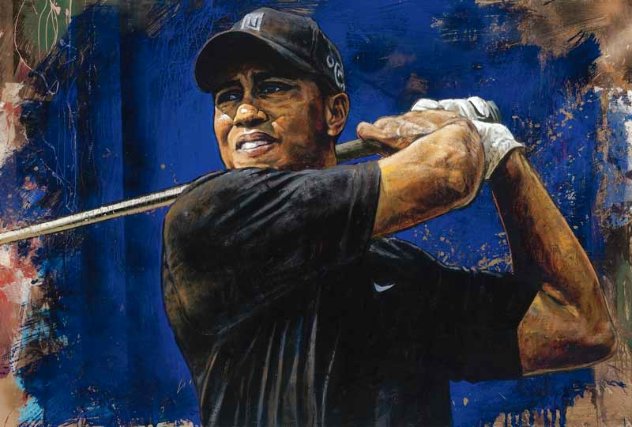 Blue Hawaii - Tiger Woods 2005 Embellished - Huge - Hand Signed by Tiger Limited Edition Print by Stephen Holland