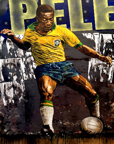 Pele 60x40 - Huge - Soccer - Signed Twice Original Painting - Stephen Holland