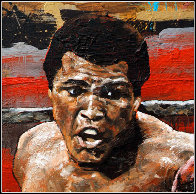 Ali Turns It On - Cassius Clay (Muhammad Ali) 2001 HS 60x38  Huge Original Painting by Stephen Holland - 2