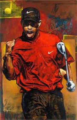 Tiger Woods - The Shot 2005 Embellished HS Huge Limited Edition Print - Stephen Holland