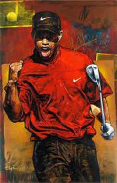 Tiger Woods - The Shot 2005 Embellished HS Huge Limited Edition Print by Stephen Holland