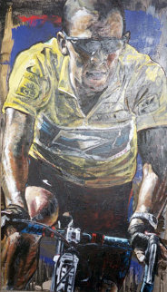 Tour De France Lance Armstrong 2006 39x24 Original Painting - Stephen Holland Tour De France Lance Armstrong 2006 39x24 Original Painting - Stephen Holland