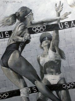 Women's Volleyball 1992 48x36 Huge Original Painting - Stephen Holland Women's Volleyball 1992 48x36 Huge Original Painting - Stephen Holland