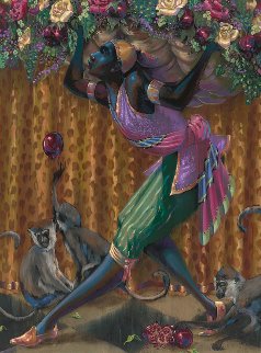 Blackamoor With Monkeys 2015 40x30 Super Huge Original Painting - John Holyfield Blackamoor With Monkeys 2015 40x30 Super Huge Original Painting - John Holyfield