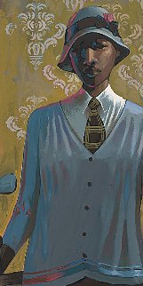 Vintage Golfer - Female 2015 48x24 Original Painting - John Holyfield Vintage Golfer - Female 2015 48x24 Original Painting - John Holyfield