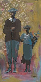 Vintage Golfers - Male 2015 48x24 Original Painting - John Holyfield Vintage Golfers - Male 2015 48x24 Original Painting - John Holyfield
