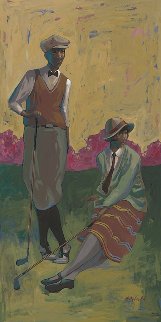 Relaxing on the Green 2015 48x24 Original Painting - John Holyfield Relaxing on the Green 2015 48x24 Original Painting - John Holyfield