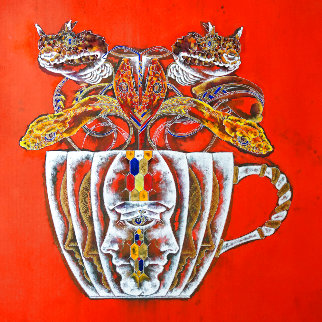 Medusa in the Tea Cup#2 2020 20x20 Original Painting - Lu Hong Medusa in the Tea Cup#2 2020 20x20 Original Painting - Lu Hong