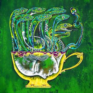 Medusa in the Tea Cup 2020 20x20 Original Painting - Lu Hong Medusa in the Tea Cup 2020 20x20 Original Painting - Lu Hong