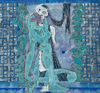 Maid and Death 1990 52x52 Super Huge Original Painting by Lu Hong - 0 Maid and Death 1990 52x52 Super Huge Original Painting by Lu Hong - 0